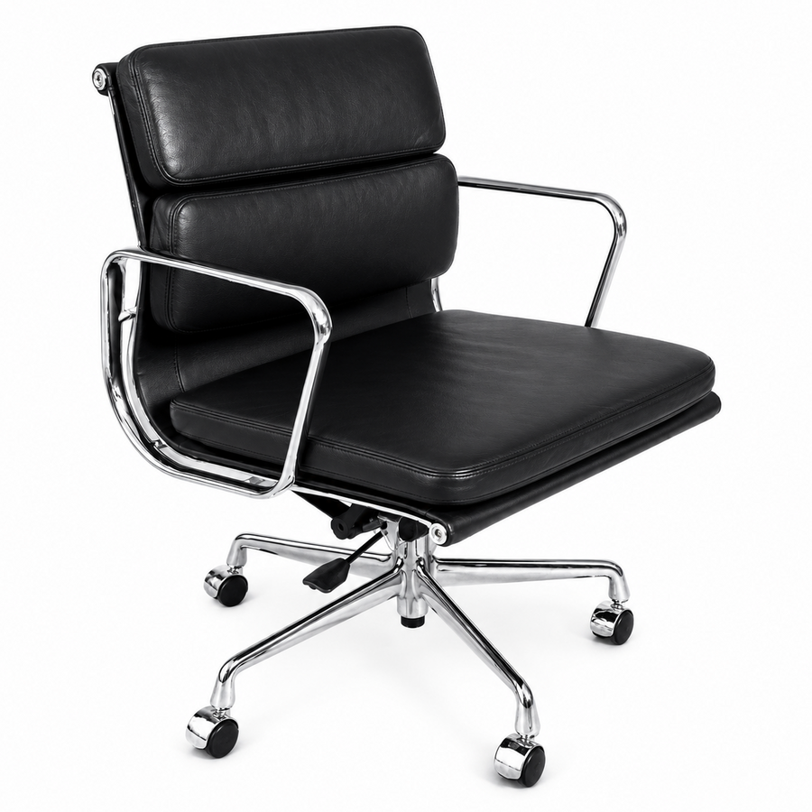 Vitra EA 217 Leder schwarz Chrom