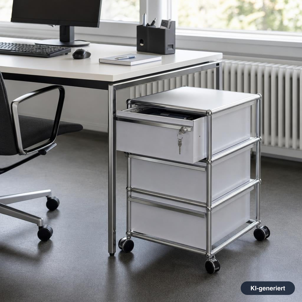 USM Haller Rollcontainer Mattsilber