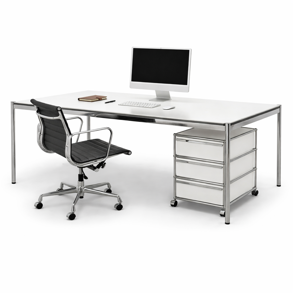 USM Haller Tisch 175x100cm perlgrau/weiß