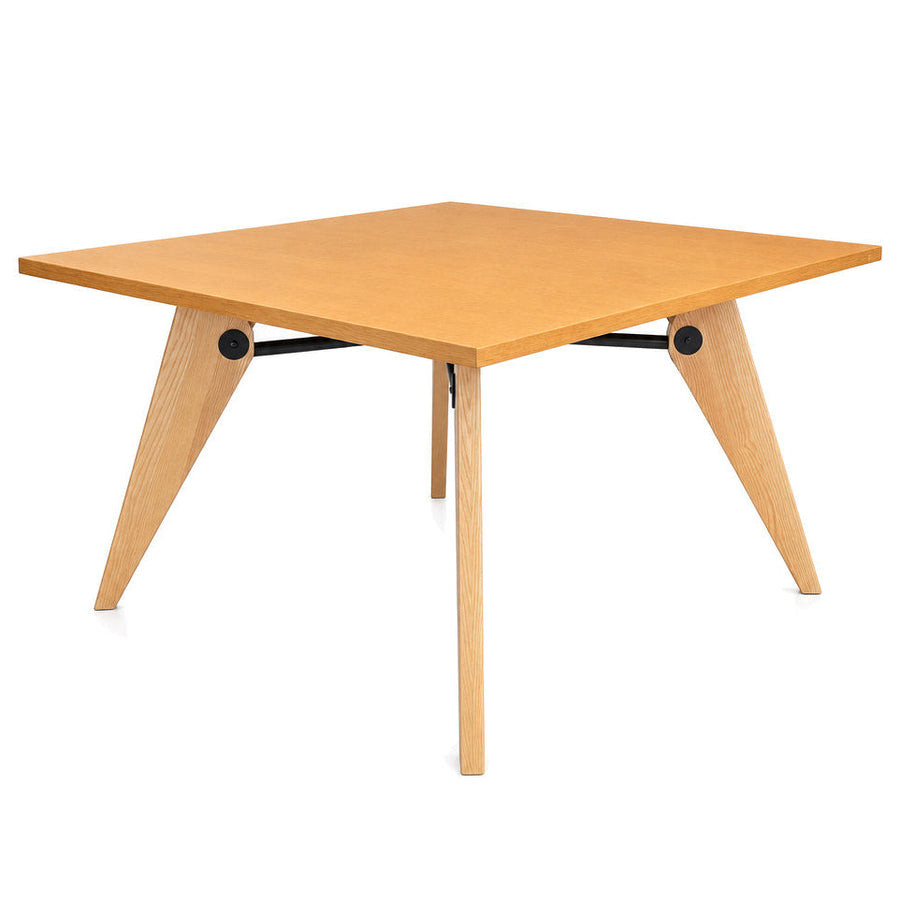 Vitra Guéridon Esstisch aus hellem Eichenholz mit quadratischer Tischplatte, 120x120 cm, im minimalistischen Jean Prouvé Design.
