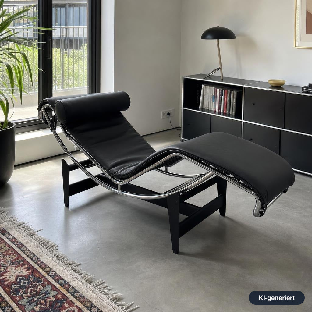 Cassina LC4 Chaiselongue Liege Leder schwarz
